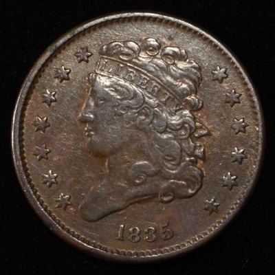 Sale Photo Thumbnail #138: 1835 CLASSIC HEAD HALF CENT XF