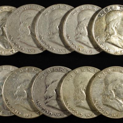 Sale Photo Thumbnail #125: (10) FRANKLIN HALF DOLLARS