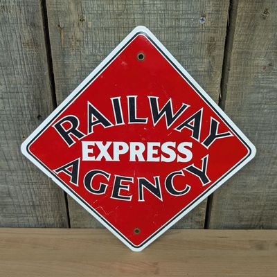 Railway Express Agency Porcelain Enamel Advertising Sign