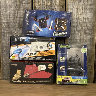 A Collection of Remote Controlled Flying Toys and Drones