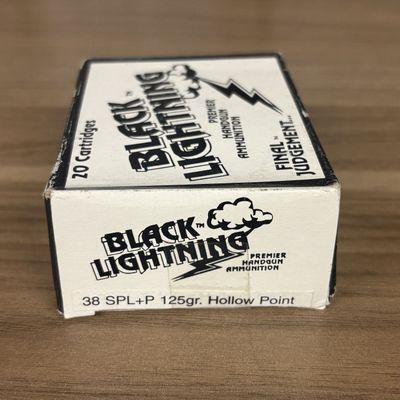 A Box of Black Lightning 38 Special +P 125gr Hollow Point Ammunition