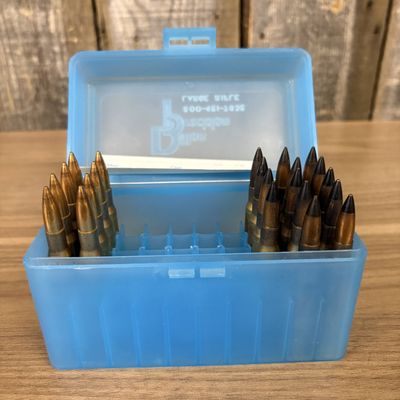 A Collection of 30-06 Springfield Rifle Ammunition in a Dillon Precision Storage Case