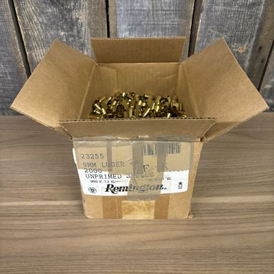 A Collection of 2000 Remington 9mm Luger +P Unprimed Brass Ammunition Shells