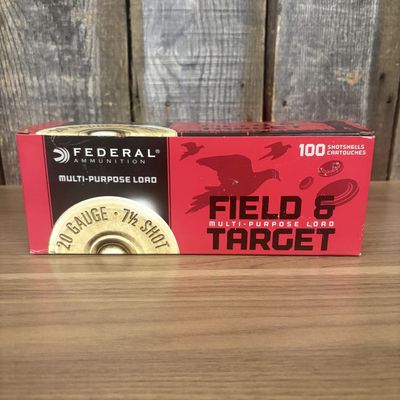 100 Rounds Federal Ammunition Field and Target 20 Gauge Shotshells