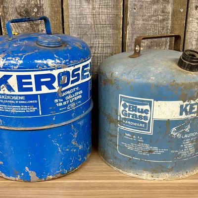 Two Blue Grass Belknap Inc. Steel 5 Gallon Kerosene Cans