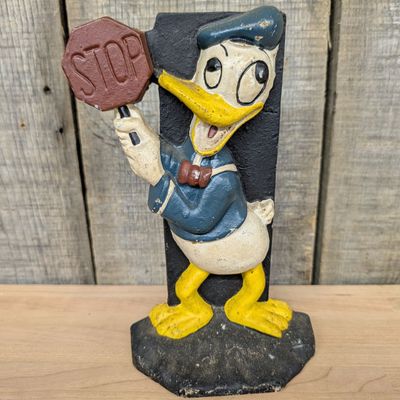 Cast Iron Donald Duck Stop Sign Doorstop