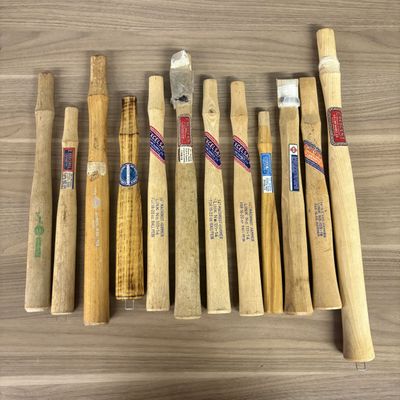 A Collection of Vintage American Hickory Replacement Hammer Handles Including Excelsall and Crescent Brands