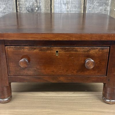 Antique Dovetailed Walnut Countertop Chest with Turned Feet