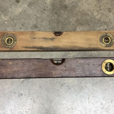 Two Blue Grass Wooden Levels with Brass Hardware