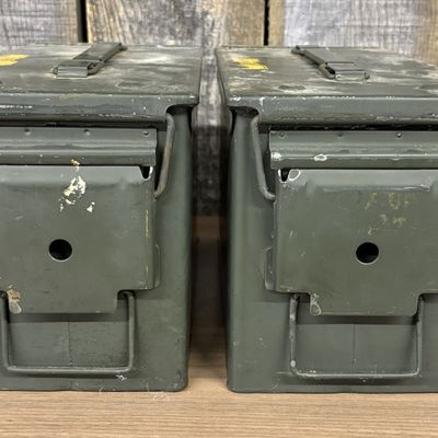 A Pair of Military Surplus Steel Ammunition Boxes