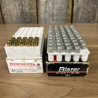 A Collection of Winchester and Blazer 32 Auto Pistol Ammunition