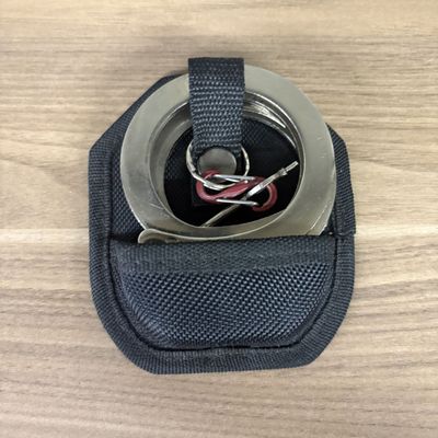 Triple-Hinged Nickel-Finished Steel Handcuffs with Tactical Nylon Pouch and Key