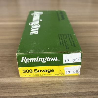 A Vintage Box of Remington High Velocity 300 Savage Centerfire Cartridges