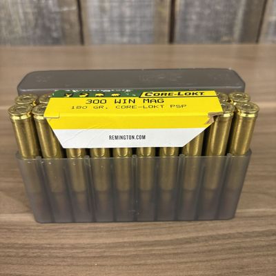A Collection of Remington 300 Win Mag 180 Grain Core-Lokt PSP Cartridges