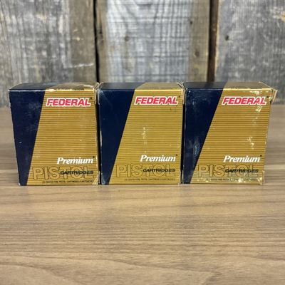 A Trio of Federal Premium 40 S&W 155 Grain Hydra-Shok Jacketed Hollow Point Ammunition Boxes