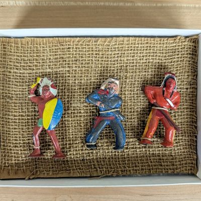 A Trio of Mid-Century Painted Lead Frontier and Indigenous American Figures
