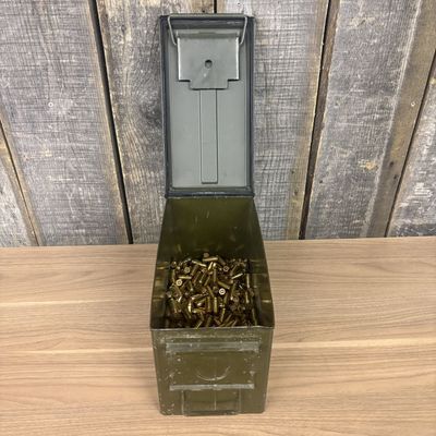 A Collection of .40 S&W Jacketed Hollow Point Ammunition in a Steel Military Style Ammo Can