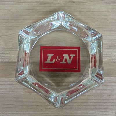 Vintage L&N Railroad Advertising Pressed Glass Hexagonal Ashtray