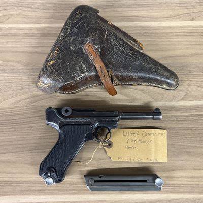 German Mauser P.08 Luger Semi-Automatic Pistol with Holster and Magazines