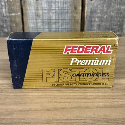 A Box of 50 Federal Premium 45 Auto 185 Grain Hydra-Shok Center Fire Pistol Cartridges