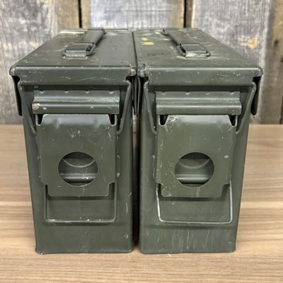 Two US Military M19A1 30 Caliber Steel Ammunition Cans