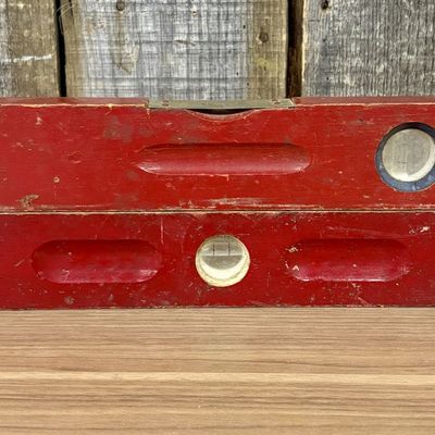 Two Belknap Blue Grass Red Painted Wood Levels