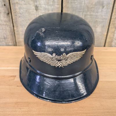 German WWII Luftschutz M40 Gladiator Style Three Piece Steel Helmet