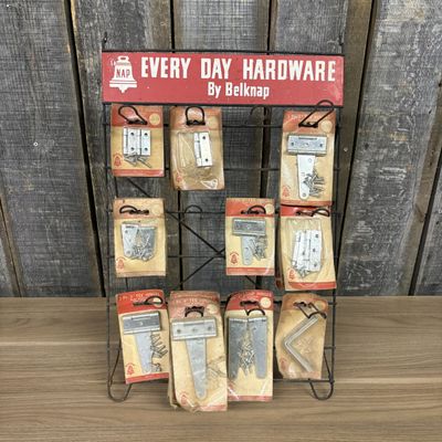 Vintage Belknap Every Day Hardware Wire Countertop Display with Original Carded Stock
