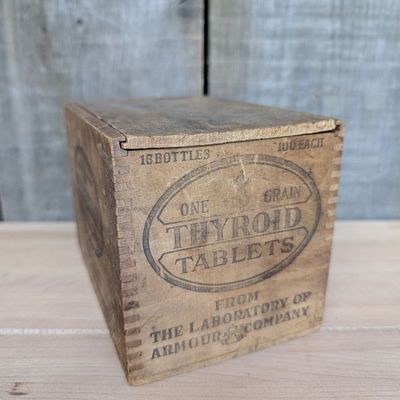 Vintage Armour and Company Thyroid Tablets Wooden Shipping Crate