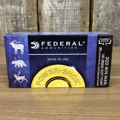 One Box of Federal Ammunition Power-Shok 300 Win. Mag. 180 Grain Soft Point Cartridges