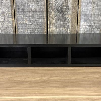 Black Finished Wood Desk Organizer Riser with Two Drawers