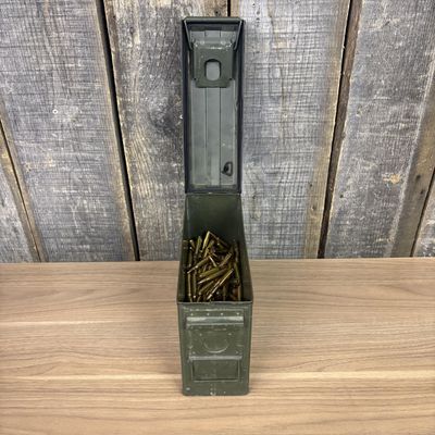 An Assortment of Centerfire Rifle Cartridges in a Military M19A1 Ammunition Can