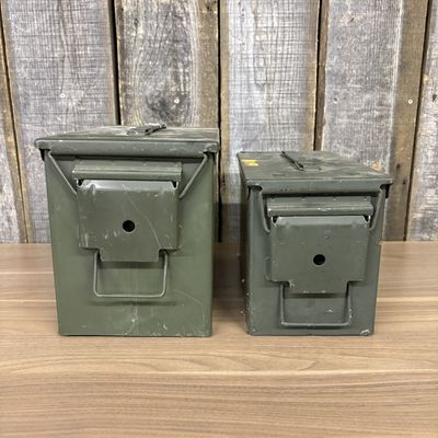 Two US Military Surplus Steel Ammunition Cans