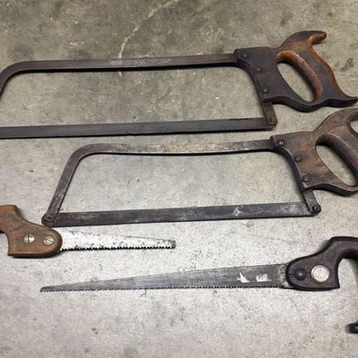 An Assortment of Vintage Belknap Blue Grass Butcher and Keyhole Saws