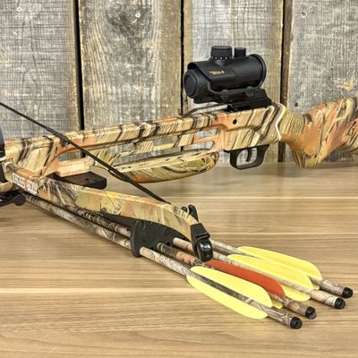 Camouflage Recurve Crossbow with BSA Red Dot Sight and Quiver