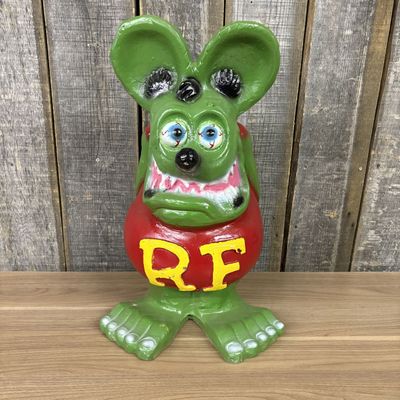 Painted Cast Concrete Rat Fink Garden Statuary