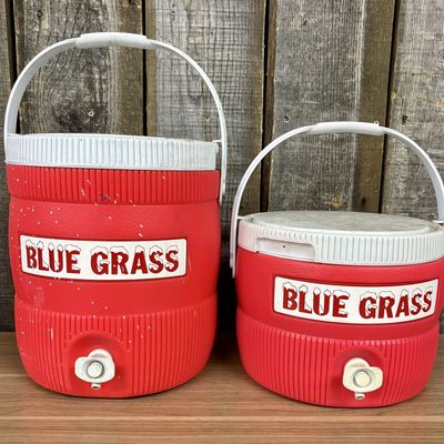 A Pair of Vintage Blue Grass Insulated Beverage Dispensers