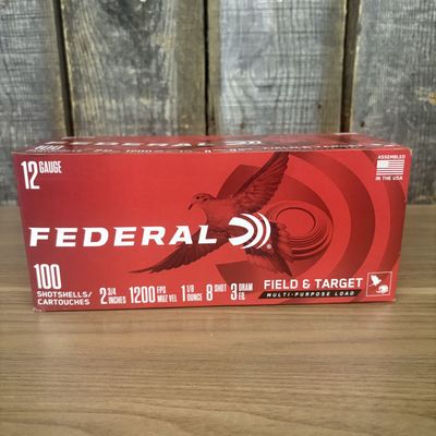 A 100 Round Bulk Box of Federal 12 Gauge Field and Target Multi-Purpose Shotshells