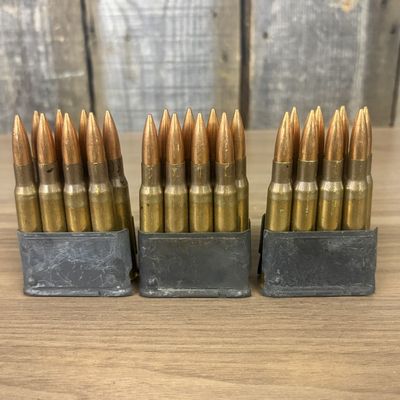 Three M1 Garand En-Bloc Clips with .30-06 Springfield HXP Cartridges