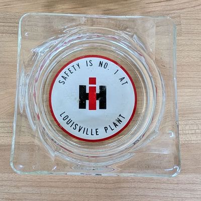 International Harvester Glass Advertising Ashtray Louisville Plant