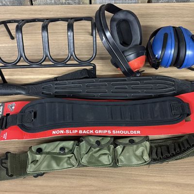 An Assortment of Shooting Accessories Including Allen Crossbow Sling LimbSaver Sling and Earmuffs