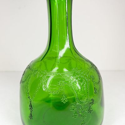 EMERALD GREEN GLASS VINEGAR BOTTLE