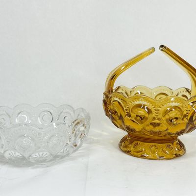 TWO MOON AND STAR PATTERN GLASS ITEMS