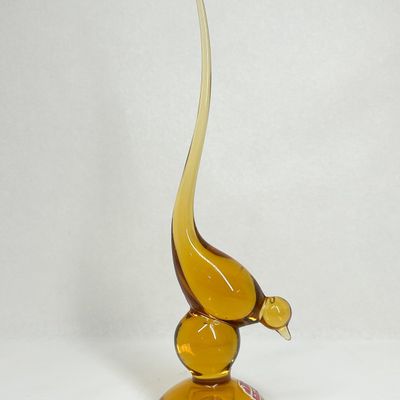 VIKING AMBER GLASS BIRD FIGURINE