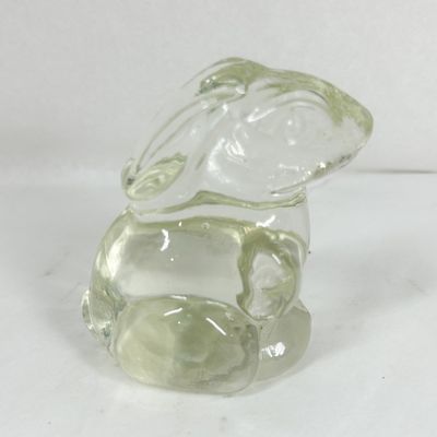 PRESSED CLEAR GLASS RABBIT FIGURINE