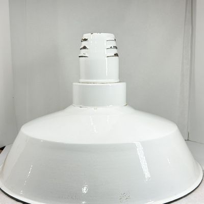 LARGE WHITE ENAMEL INDUSTRIAL PENDANT SHADE