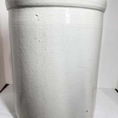 LARGE STONEWARE CYLINDRICAL STORAGE CROCK