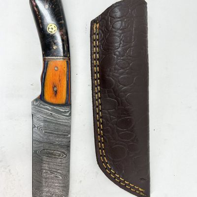 CUSTOM DAMASCUS STEEL FIXED BLADE KNIFE