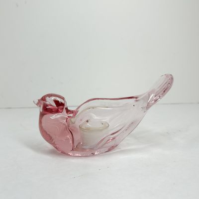 PINK GLASS BIRD VOTIVE HOLDER