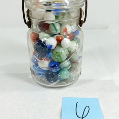 IMPROVED EVER SEAL GLASS JAR WITH MARBLES